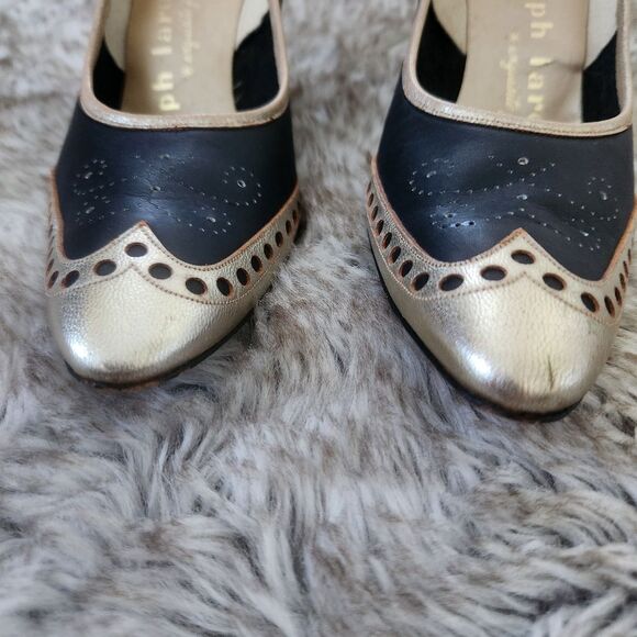 Joseph Larose 1960s Vintage Gold and Black Pump‎ Heels Size 7 - Picture 7 of 12